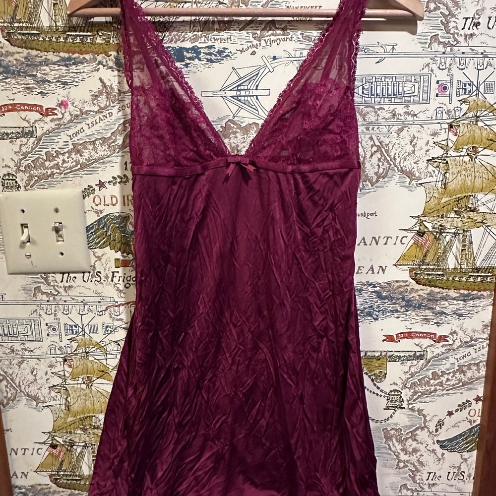 Victoria's Secret Burgundy Lace Chemise
